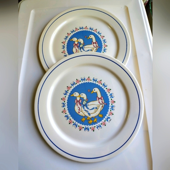 Treasure Craft Ribbon Geese 2-piece dinnerware set, geese design,USA handcrafted - Picture 1 of 9